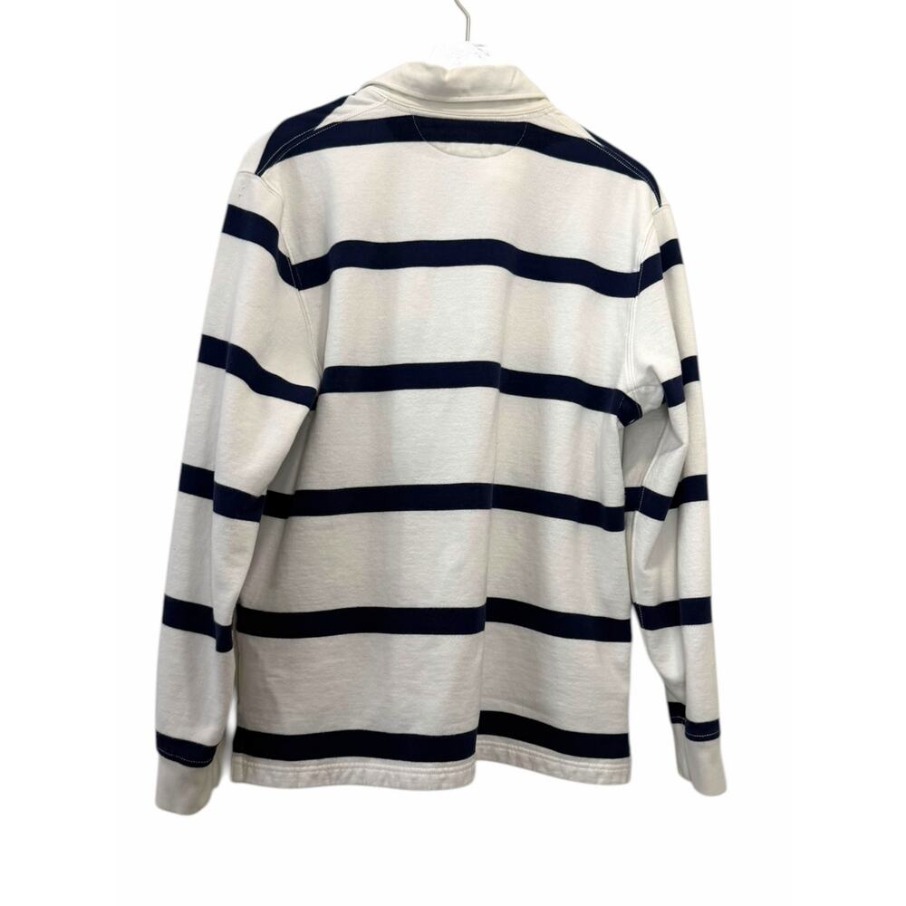 Polo Ralph Lauren Striped Rugby Shirt Cream Navy Long Sleeve Size Large - Picture 7 of 9